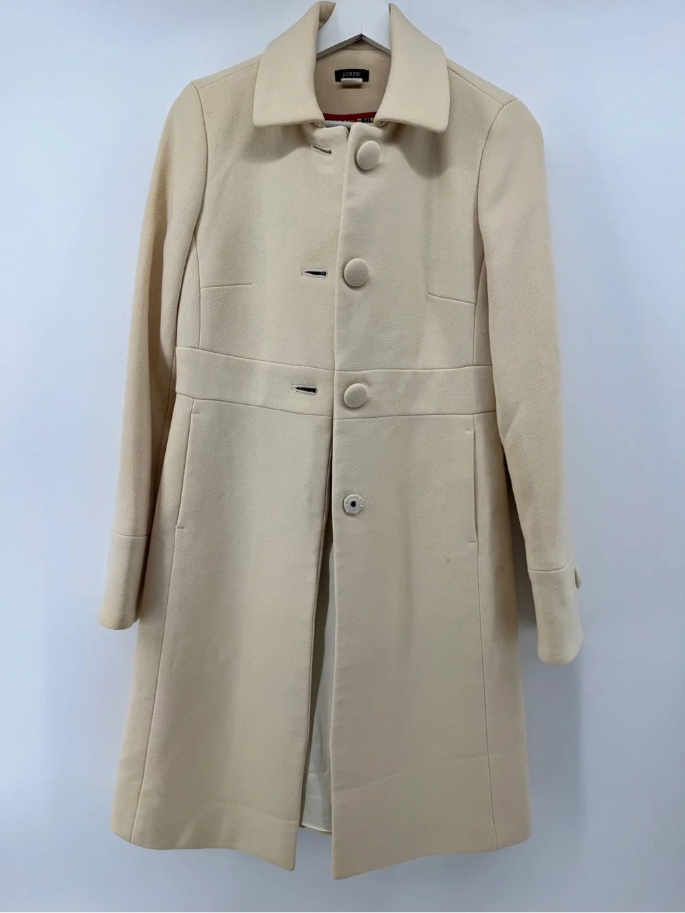 J. Crew Cream Single-Breasted Wool Coat